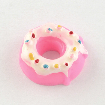 Resin Cabochons, Donut, Hot Pink, 22~22.5x7.5~8mm