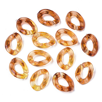 Transparent Acrylic Linking Rings, Quick Link Connectors, for Curb Chains Making, Two-Tone, Twist, Chocolate, 16x12x4mm, Inner Diameter: 9x5mm, about 252pcs/60g