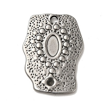 Tibetan Style 304 Stainless Steel Pendant Rhinestone Settings, Polygon with Oval Pattern Charms, Antique Silver, 25x18x2mm, Hole: 2mm, Fit for 1.4mm rhinestone
