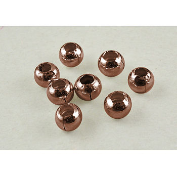 Brass Smooth Round Beads, Seamed Spacer Beads, Red Copper, 4mm, Hole: 1mm