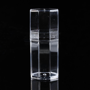 Hexagon Polystyrene Bead Storage Container, for Jewelry Beads Small Accessories, Clear, 3.4x3.4x8.1cm, compartment: 3x3cm