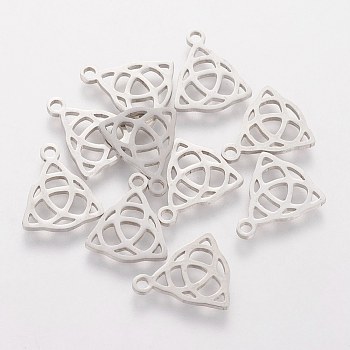 304 Stainless Steel Charms, Knot, Stainless Steel Color, 14x11.5x1.1mm, Hole: 1.5mm