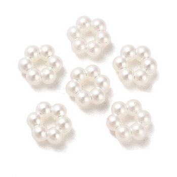 ABS Acrylic Beads, Flower, White, 8x8x3.5mm, Hole: 2.5mm