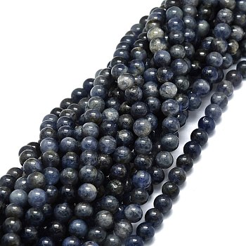Natural Iolite Beads Strands, Round, 8.5mm, Hole: 1mm, about 48pcs/strand, 15.55''(39.5cm)