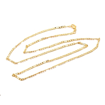 2mm Rack Plating Brass Figaro Chain Necklaces for Women Men, Cadmium Free & Lead Free, 901 Stainless Steel Clasp, Long-Lasting Plated, Real 18K Gold Plated, 23.62 inch(60cm)