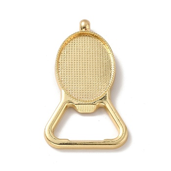 Alloy Pendant Cabochons Settings, Bottle Opener, Oval, Light Gold, Tray: 34.5x24.5mm, 66x37x4mm, Hole: 3.5mm