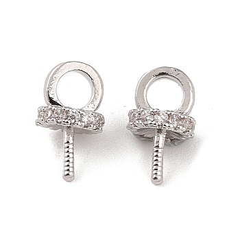 Brass with Cubic Zirconia Peg Bails, Rings, Platinum, 9x5x5mm, Hole: 2.5mm, Pin: 0.5mm