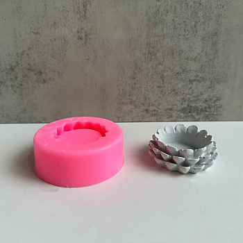 Autumn Pine Cone DIY Candle Holder Silicone Molds, Resin Plaster Cement Casting Molds, Deep Pink, 8.1x3.2cm, Inner Diameter: 5.4x5.6cm