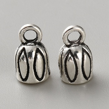 Tibetan Style Alloy Cord Ends, End Caps, Antique Silver, 9x5mm, Hole: 1.5mm