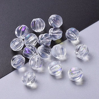Imitation Jade Glass Beads, Pumpkin, Clear, 10.5mm, Hole: 1mm
