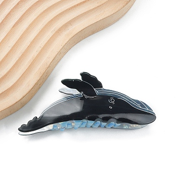 Whale PVC Large Claw Hair Clips, Hair Accessories for Women & Girls, Black, 112x47x44mm