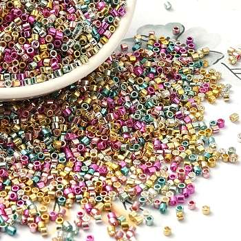 Electroplate Glass Seed Beads, Metallic Colours, Cylinder, Mixed Color, 2x1.5mm, Hole: 1mm, about 58967pcs/pound