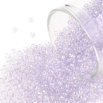 TOHO Round Seed Beads, Japanese Seed Beads, (477) Dyed AB Lavender Mist, 11/0, 2.2mm, Hole: 0.8mm, about 1110pcs/10g