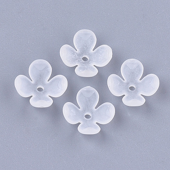 4-Petal Transparent Acrylic Bead Caps, Frosted, Flower, Clear, 12x12x4.5mm, Hole: 1.2mm
