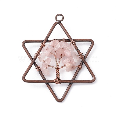 Red Copper Star Rose Quartz Big Pendants