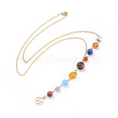Universe Galaxy The Nine Planets Guardian Star Stone Necklaces(NJEW-JN02413-02)-1