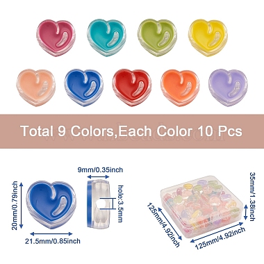 Craftdady 90Pcs 9 Colors Transparent Enamel Acrylic Beads(TACR-CD0001-06)-3