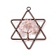 Pentagram Natural Rose Quartz Copper Wire Wrapped Chip Big Pendants(G-E195-10R-01)-1