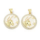 Brass Micro Pave Clear Cubic Zirconia Pendants(KK-L213-010G-08)-1