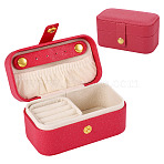 1Pc PU Imitation Leather Jewelry Box, Portable Travel Jewelry Organizer Case with Velvet Findings, for Earring, Ring, Bracelet Storage, Rectangle, Fuchsia, 5.8x9.4x5cm(LBOX-TA0001-01D)
