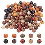 100Pcs 10 Colors Natural African Padauk Wood Beads Strands, Round, Mixed Color, 6mm, Hole: 1mm(WOOD-FH0001-71)