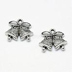 Tibetan Style Alloy Charms, Christmas Bell, Cadmium Free & Lead Free, Antique Silver, 14x16.5x4mm, Hole: 1.5mm, about 490pcs/1000g(TIBE-S301-032AS-RS)