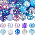 60Pcs 10 Colors Transparent & Opaque Acrylic Beads, AB Color Plated, Round, Mixed Color, 16x15mm, Hole: 2.8mm, 10pcs/color(MACR-SC0001-76A)