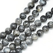Natural Labradorite Bead Strands, Round, 6mm, Hole: 1mm, about 65pcs/strand, 15.7 inch(X-G-R345-6mm-33)