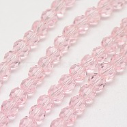 Glass Beads Strands, Faceted(32 Facets), Round, Misty Rose, 8mm, Hole: 1mm, about 70~72pcs/strand, 22.6 inch(X-EGLA-J042-8mm-19)