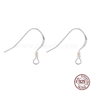 925 Sterling Silver Earring Hooks, with 925 Stamp, Silver, 15x18x1.3mm, Hole: 1.5mm, 24 Gauge, Pin: 0.5mm(STER-K167-049B-S)