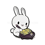 Cartoon Rabbit Enamel Pin, Electrophoresis Black Alloy Brooch for Backpack Clothes, Colorful, Book Pattern, 32.5x24x1.2mm(JEWB-G017-01EB-02)