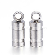 201 Stainless Steel Cord Ends, End Caps, Tube, Stainless Steel Color, 8x3mm, Hole: 1.2mm, Inner Diameter: 2mm(X-STAS-G122-02P)