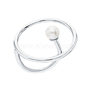 925 Sterling Silver Pearl Round Ring(VB8352-4)