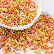 Baking Paint Glass Seed Beads, Cylinder, Dark Orange, 2x1.5mm, Hole: 1mm, about 5599pcs/50g(X-SEED-S042-05B-44)