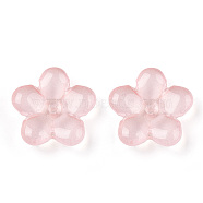 Transparent Glass Beads, Flower, Pink, 21x21.5x7mm, Hole: 1.8mm(GLAA-T030-01-B02)