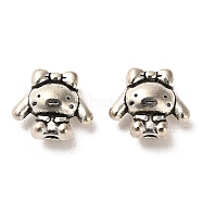 Tibetan Style Alloy Beads, Cadmium Free & Lead Free, Dog, Antique Silver, 14x16x7.5mm, Hole: 2.5mm, about 293pcs/1000g(FIND-C043-043AS)