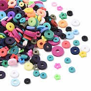 Lucky Bag, Including Polymer Clay Beads, Heishi Beads, Flat Round/Disc Shape, Mixed Color, 4~8x0.5~1mm, Hole: 1~2mm(DIY-LUCKYBAY-92)