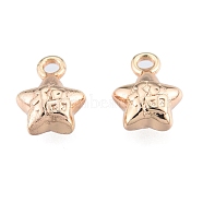 Brass Charms, Cadmium Free & Nickel Free & Lead Free, Star with Lucky Character, Real 18K Gold Plated, 9x7x4mm, Hole: 1.2mm(KK-L207-007G)