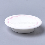 Resin Cabochons, Dinner Plate, Pink, 25x5~6mm(CRES-Q206-12C)