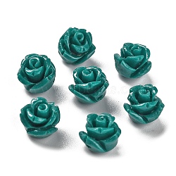 Synthetic Coral Carved Beads, Dyed, Flower, Teal, 8.5x8.5x8mm, Hole: 1.2mm(CORA-H003-01B-16)