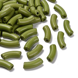 Opaque Acrylic Beads, Curved Tube, Olive Drab, 34.5x13x11mm, Hole: 3.5mm, about 155pcs/500g(SACR-S677-070)