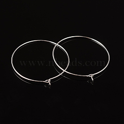 Silver Color Plated Brass Earring Hoops, Wine Glass Charm Rings, 20 Gauge, 35x0.8mm(X-EC067-4S)