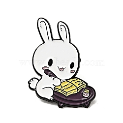 Cartoon Rabbit Enamel Pin, Electrophoresis Black Alloy Brooch for Backpack Clothes, Colorful, Book Pattern, 32.5x24x1.2mm(JEWB-G017-01EB-02)