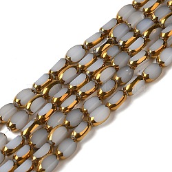 Electroplate Glass Beads Strands, Half Golden Plated, Faceted, Oval, Gainsboro, 7x4.5x3.5mm, Hole: 0.8mm, about 49~51pcs/strand, 12.99''~13.90''(33~35.3cm)(EGLA-P061-02B-01)