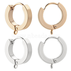 16Pcs 2 Colors 201 Stainless Steel Hoop Earrings Findings, with Vertical Loop, with 316 Surgical Stainless Steel Earring Pins, Ring, Golden & Stainless Steel Color, 15.5x14x3mm, Hole: 1.4mm, Pin: 1mm, 8Pcs/color(STAS-BBC0002-66)