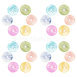 SUNNYCLUE Natural Freshwater Shell Pendants, Flat Round with Hollow Star, Dyed, Mixed Color, 20x2mm, Hole: 1.6mm, 6 colors, 4pcs/color, 24pcs/box(SHEL-SC0001-06)