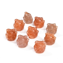 Natural Peach Moonstone Carved Lucky Cat Beads, 14mm(PW-WGCCACE-01)