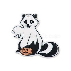 Halloween Theme Opaque Acrylic Pendants, Raccoon, White, 37.5x41.5x1.8mm, Hole: 2.2mm(SACR-S034-08D)