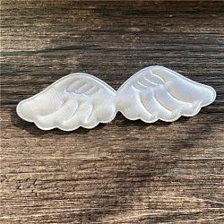 Cloth Angel Wings Ornament Accessories, Fabric Embossed Wings, Craft Wings, for DIY Children's Clothes, Hair Accessories, Snow, 30x100mm(WI-PW0001-028A)