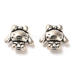 Tibetan Style Alloy Beads, Cadmium Free & Lead Free, Dog, Antique Silver, 14x16x7.5mm, Hole: 2.5mm, about 293pcs/1000g(FIND-C043-043AS)